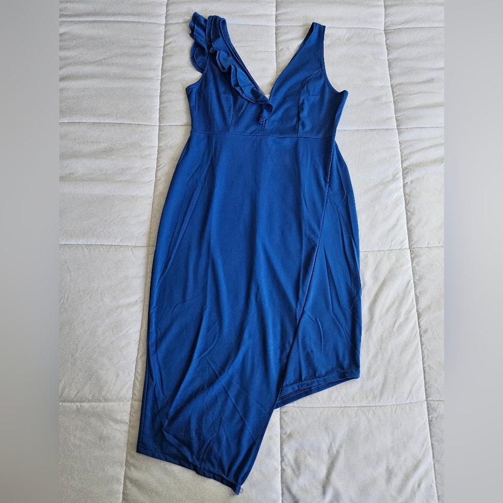 Chic Asymmetrical Blue Dress
